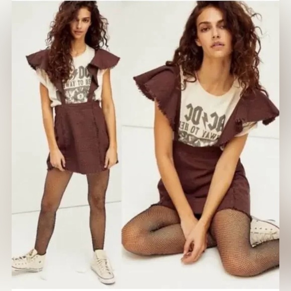 Free People Rowan Plaid Pinafore Skirt - Picture 1 of 7